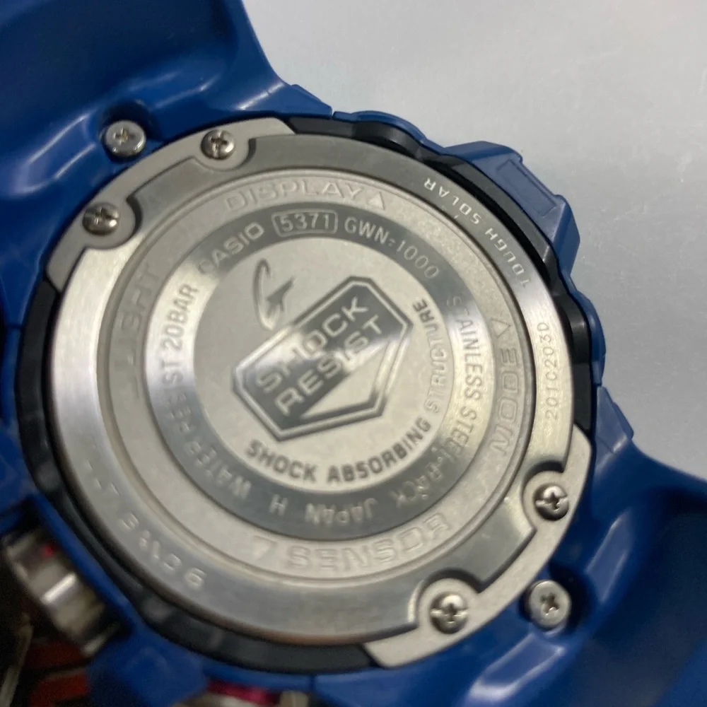 Casio Gshock GWN1000, blue, solar, multiband 6, box, tin, papers, Gulfmaster